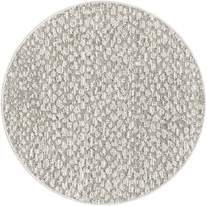 Light Gray 3' 1 x 3' 1 Symphony Outdoor Round Area Rug Weather Resistant for Patio, Deck, Terrace, Balcony, Porch Durable Outside Carpet for Sale at Rug Engine