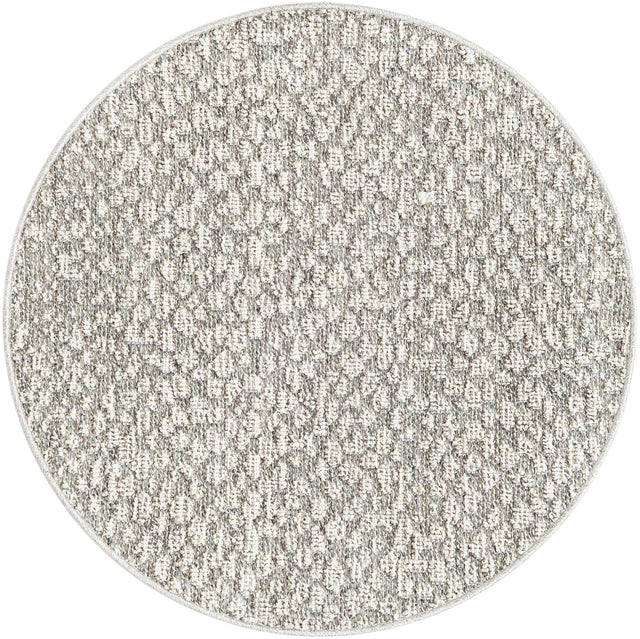 Light Gray 3' 1 x 3' 1 Symphony Outdoor Round Area Rug Weather Resistant for Patio, Deck, Terrace, Balcony, Porch Durable Outside Carpet for Sale at Rug Engine