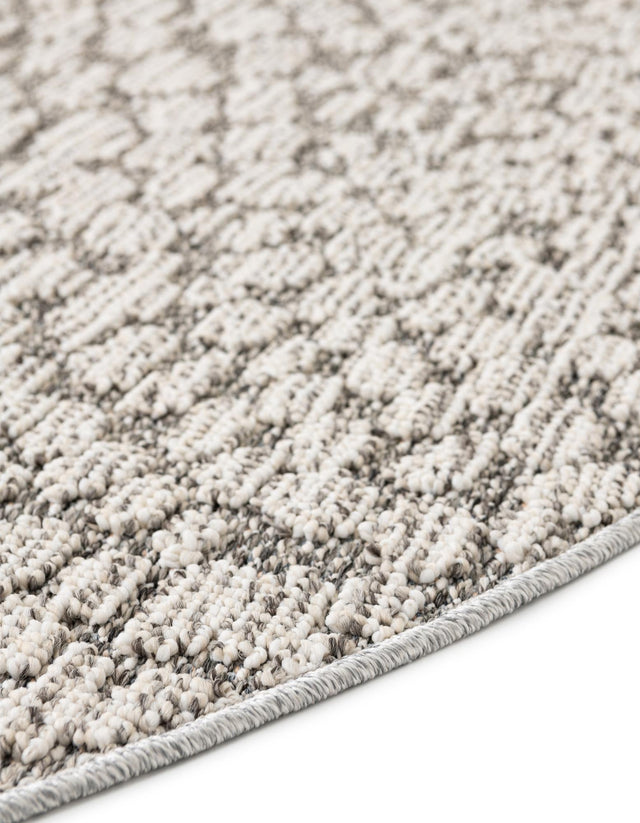 Light Gray 3' 1 x 3' 1 Symphony Outdoor Round Area Rug Weather Resistant for Patio, Deck, Terrace, Balcony, Porch Durable Outside Carpet for Sale at Rug Engine