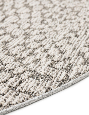 Light Gray 7' 10 x 7' 10 Symphony Outdoor Round Area Rug Weather Resistant for Patio, Deck, Terrace, Balcony, Porch Durable Outside Carpet for Sale at Rug Engine