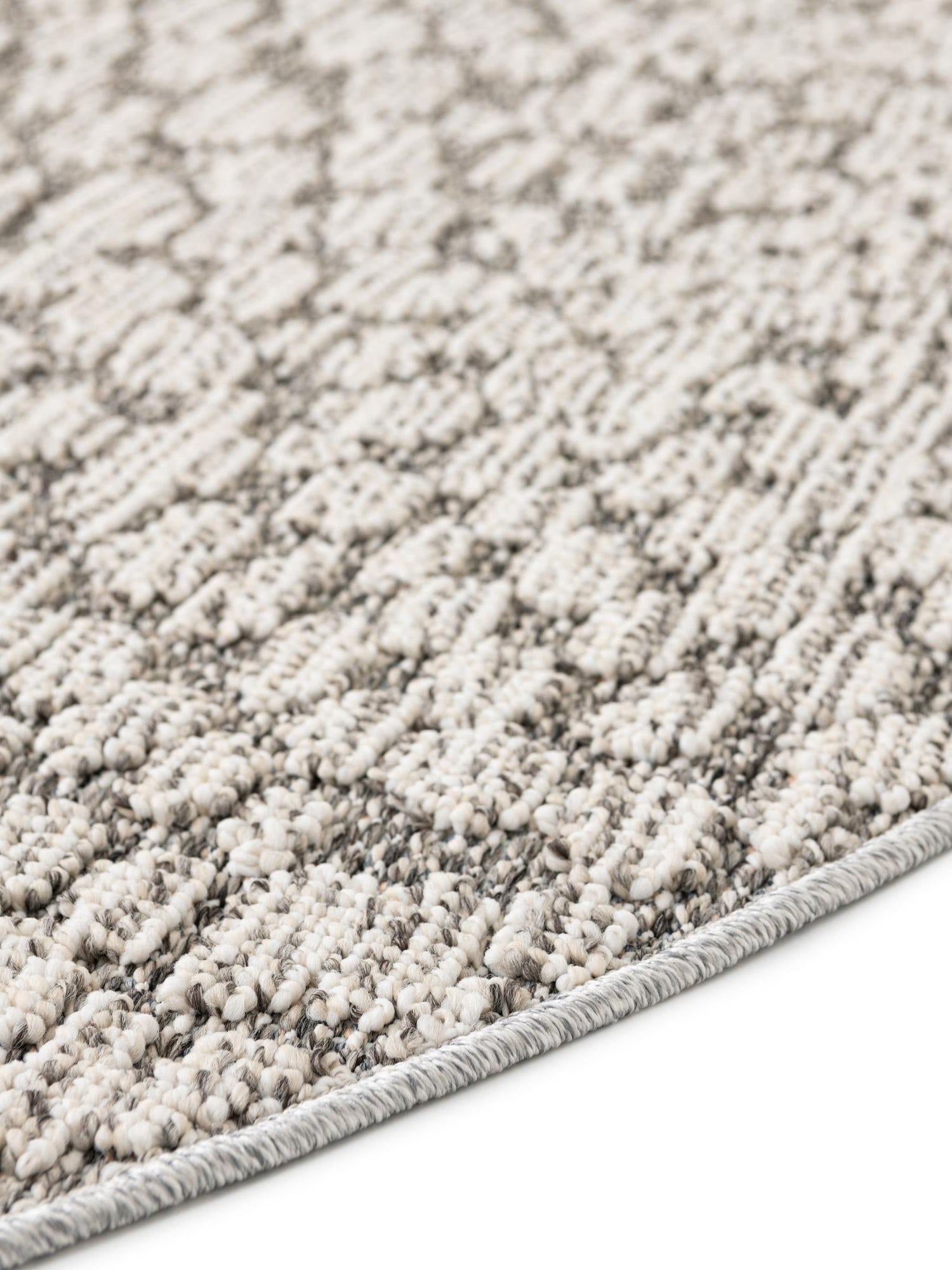Light Gray 5' 3 x 5' 3 Symphony Outdoor Round Area Rug Weather Resistant for Patio, Deck, Terrace, Balcony, Porch Durable Outside Carpet for Sale at Rug Engine