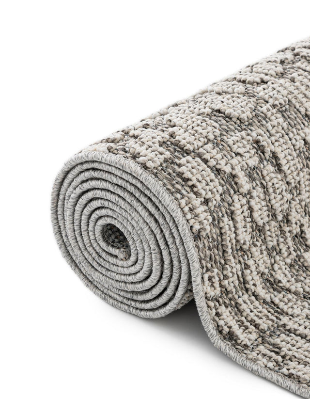 Light Gray 3' 1 x 3' 1 Symphony Outdoor Round Area Rug Weather Resistant for Patio, Deck, Terrace, Balcony, Porch Durable Outside Carpet for Sale at Rug Engine