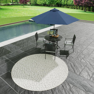 Light Gray 3' 1 x 3' 1 Symphony Outdoor Round Area Rug Weather Resistant for Patio, Deck, Terrace, Balcony, Porch Durable Outside Carpet for Sale at Rug Engine