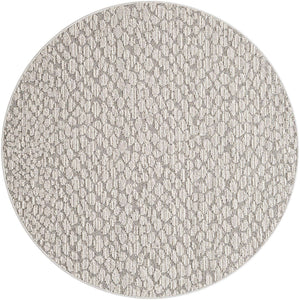 Light Gray 5' 3 x 5' 3 Symphony Outdoor Round Area Rug Weather Resistant for Patio, Deck, Terrace, Balcony, Porch Durable Outside Carpet for Sale at Rug Engine