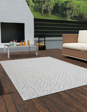 Light Gray 9' x 12' Symphony Outdoor Rectangle Area Rug Weather Resistant for Patio, Deck, Terrace, Balcony, Porch Durable Outside Carpet for Sale at Rug Engine