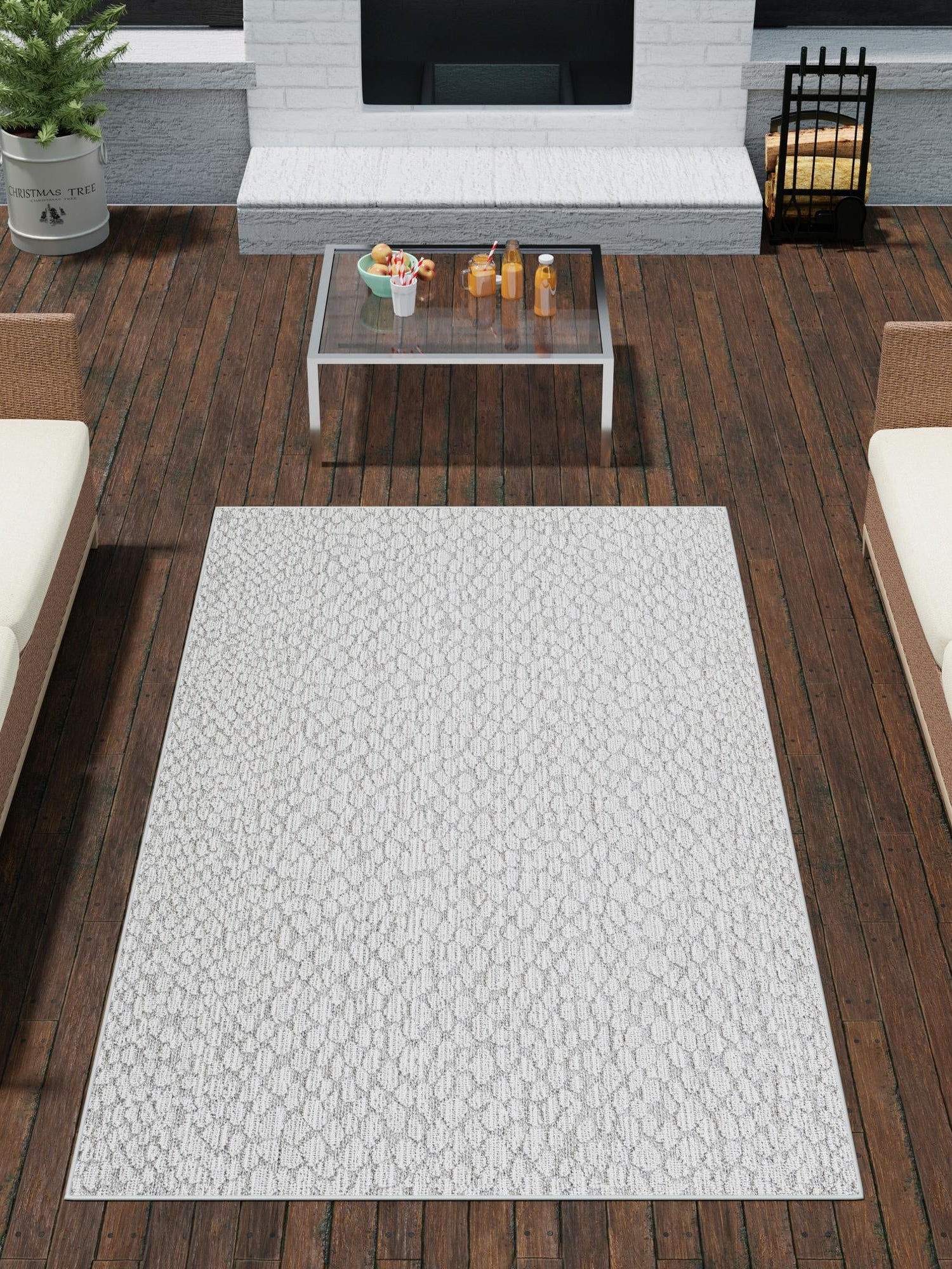 Light Gray 2' x 3' 1 Symphony Outdoor Rectangle Area Rug Weather Resistant for Patio, Deck, Terrace, Balcony, Porch Durable Outside Carpet for Sale at Rug Engine