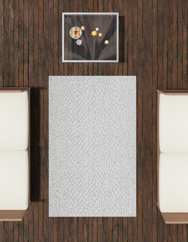 Light Gray 4' 1 x 6' 1 Symphony Outdoor Rectangle Area Rug Weather Resistant for Patio, Deck, Terrace, Balcony, Porch Durable Outside Carpet for Sale at Rug Engine