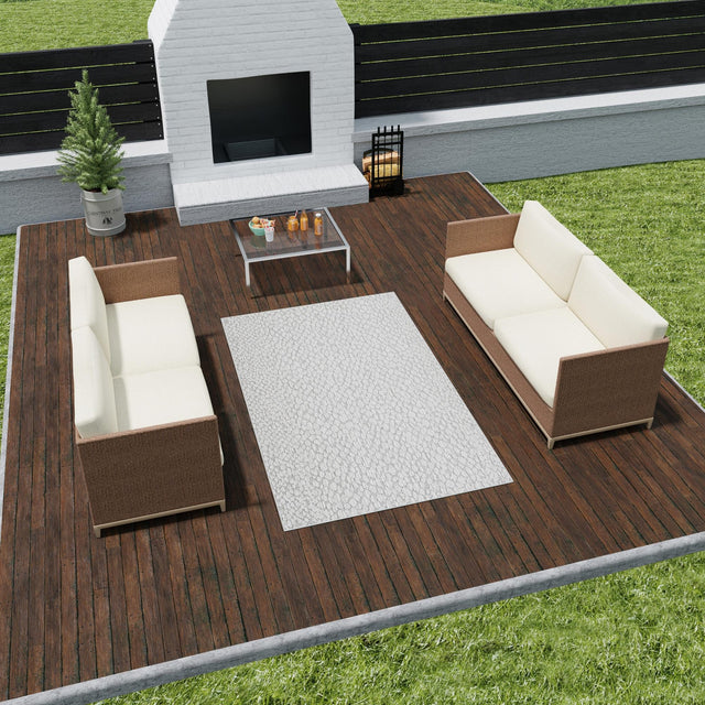 Light Gray 9' x 12' Symphony Outdoor Rectangle Area Rug Weather Resistant for Patio, Deck, Terrace, Balcony, Porch Durable Outside Carpet for Sale at Rug Engine