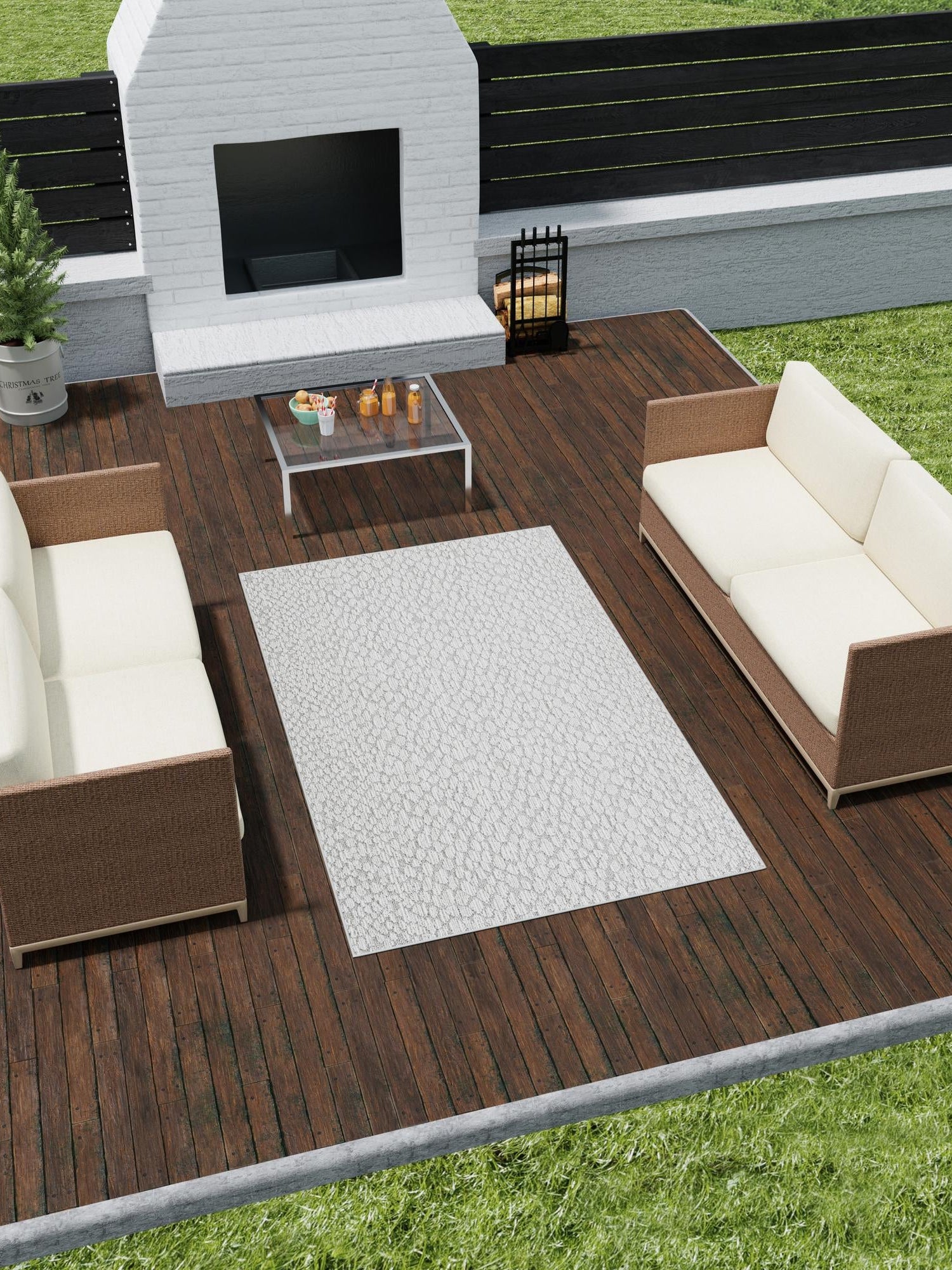 Light Gray 10' x 14' 1 Symphony Outdoor Rectangle Area Rug Weather Resistant for Patio, Deck, Terrace, Balcony, Porch Durable Outside Carpet for Sale at Rug Engine