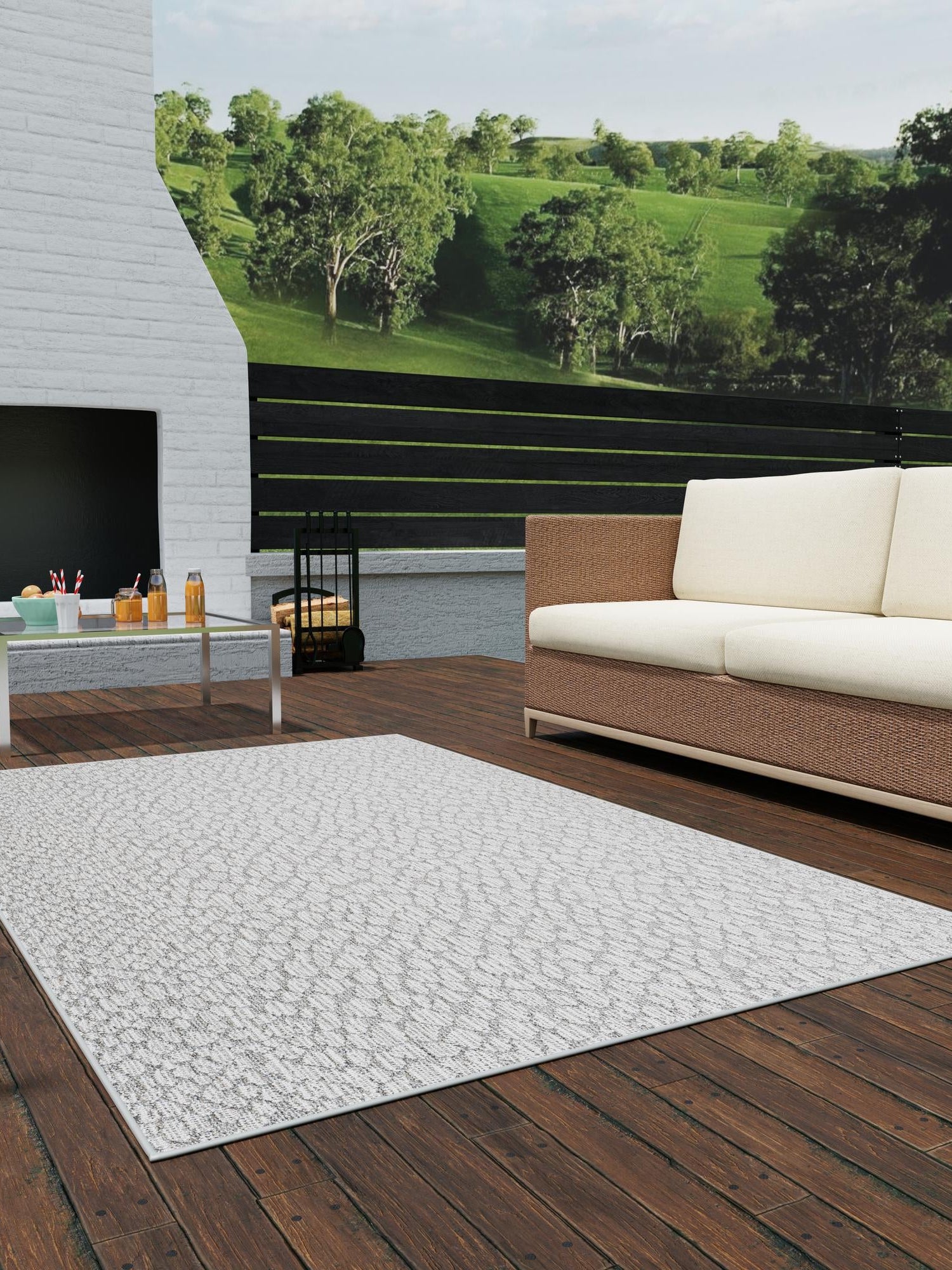 Light Gray 10' x 14' 1 Symphony Outdoor Rectangle Area Rug Weather Resistant for Patio, Deck, Terrace, Balcony, Porch Durable Outside Carpet for Sale at Rug Engine