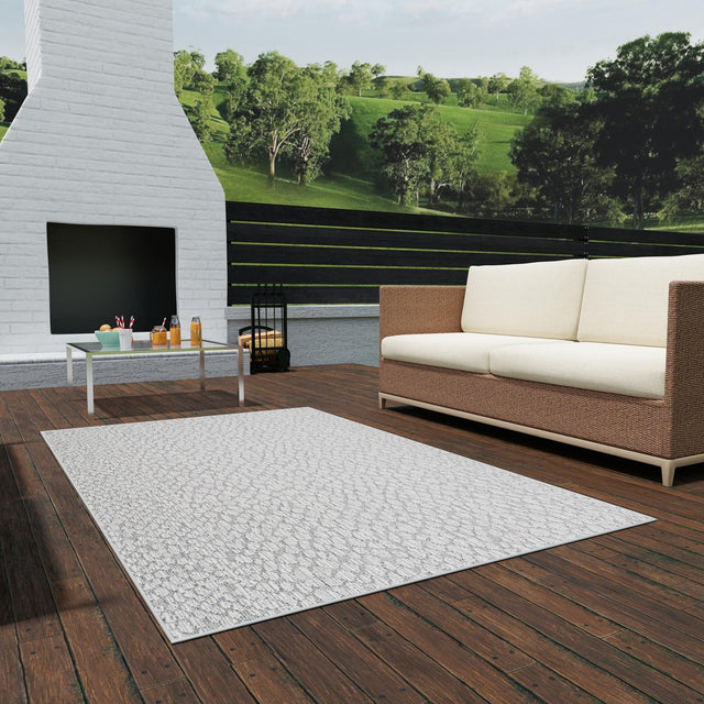 Light Gray 10' x 14' 1 Symphony Outdoor Rectangle Area Rug Weather Resistant for Patio, Deck, Terrace, Balcony, Porch Durable Outside Carpet for Sale at Rug Engine