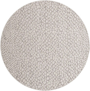 Light Gray 7' 10 x 7' 10 Symphony Outdoor Round Area Rug Weather Resistant for Patio, Deck, Terrace, Balcony, Porch Durable Outside Carpet for Sale at Rug Engine