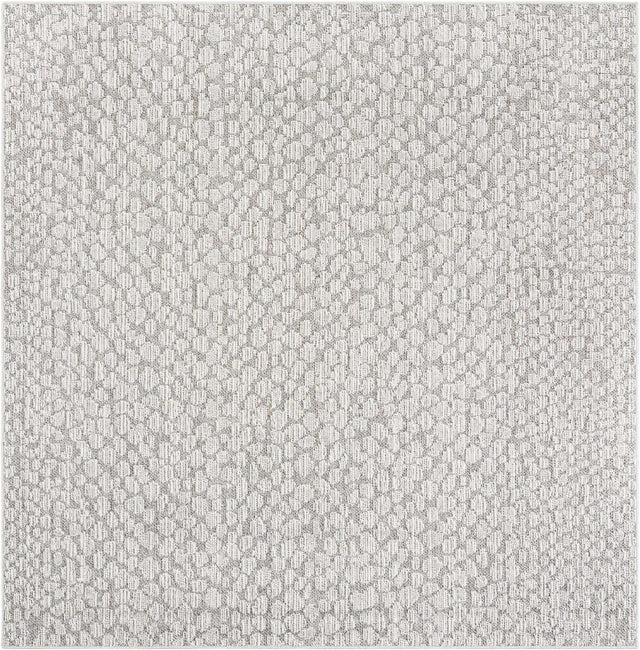 Light Gray 7' 10 x 7' 10 Symphony Outdoor Square Area Rug Weather Resistant for Patio, Deck, Terrace, Balcony, Porch Durable Outside Carpet for Sale at Rug Engine