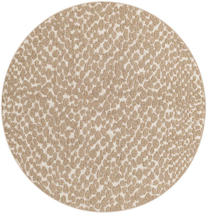 Beige 5' 3 x 5' 3 Symphony Outdoor Round Area Rug Weather Resistant for Patio, Deck, Terrace, Balcony, Porch Durable Outside Carpet for Sale at Rug Engine