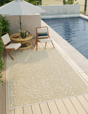 Beige 4' 1 x 6' 1 Symphony Outdoor Rectangle Area Rug Weather Resistant for Patio, Deck, Terrace, Balcony, Porch Durable Outside Carpet for Sale at Rug Engine
