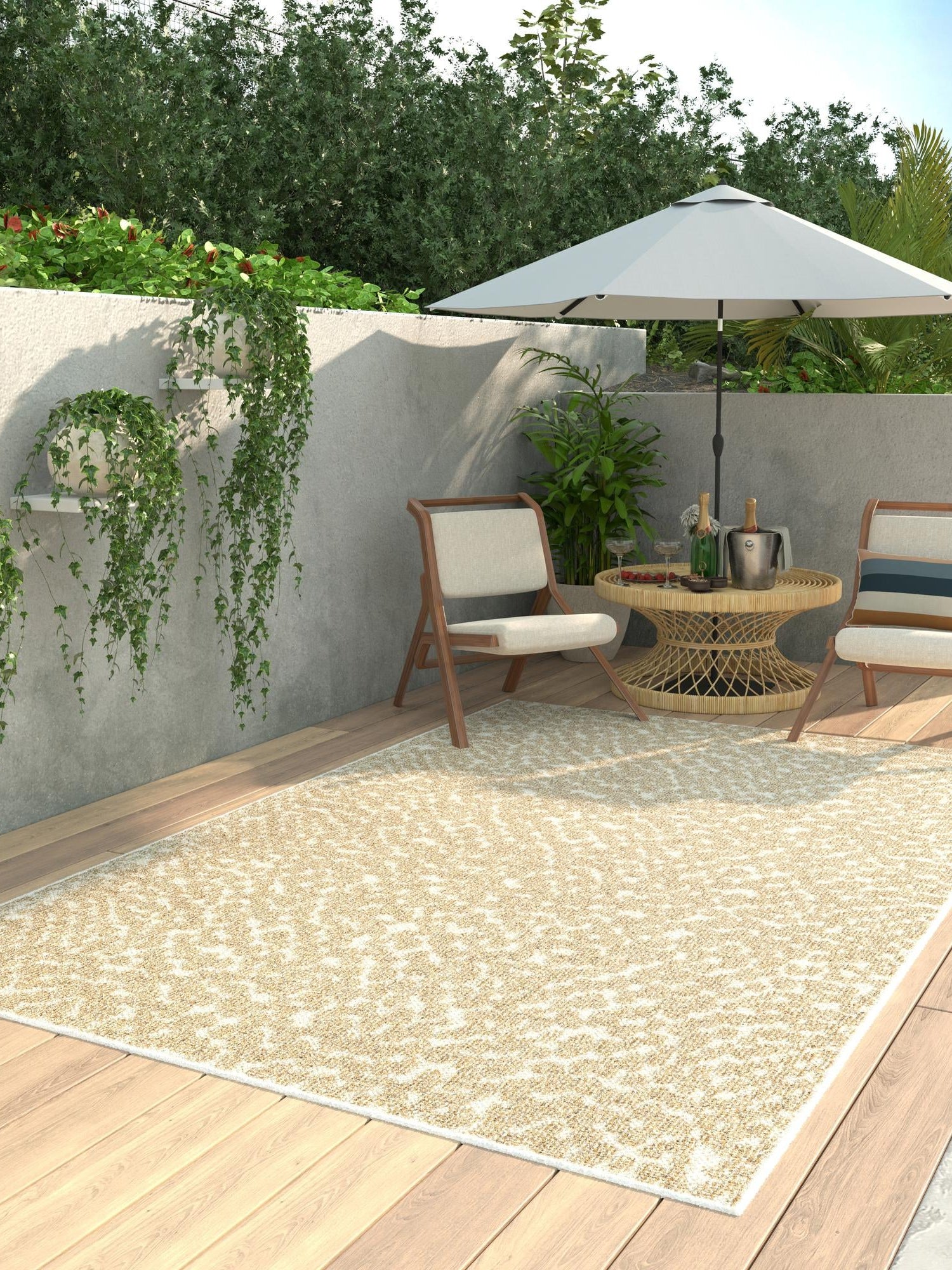 Beige 10' x 14' 1 Symphony Outdoor Rectangle Area Rug Weather Resistant for Patio, Deck, Terrace, Balcony, Porch Durable Outside Carpet for Sale at Rug Engine
