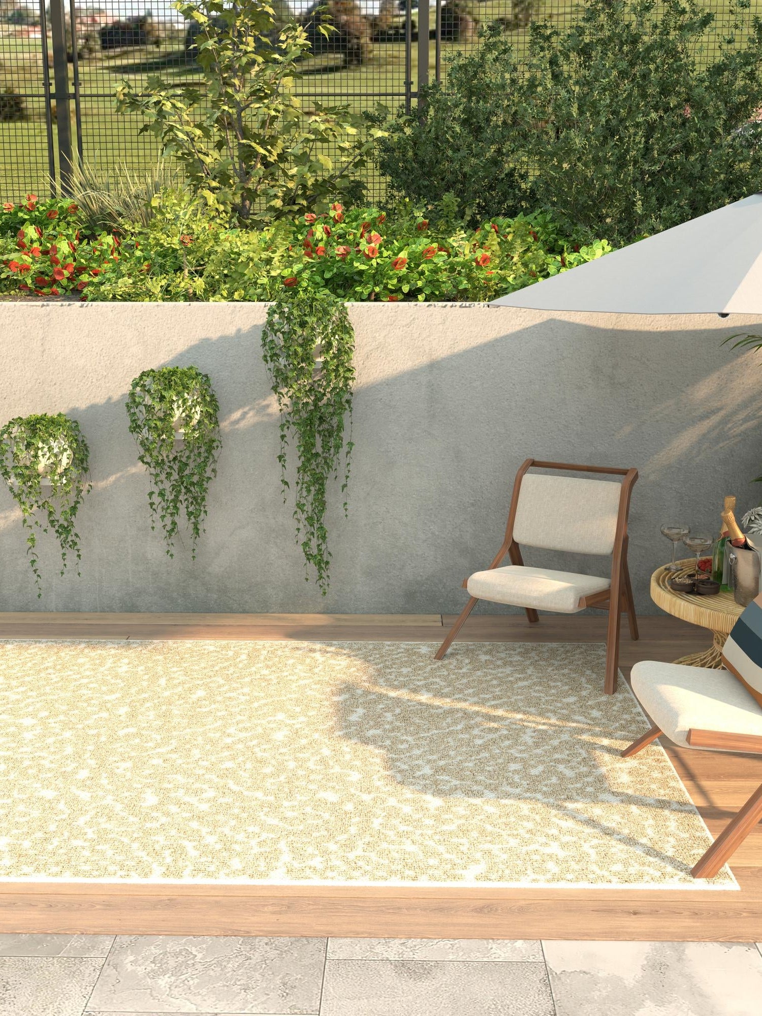 Beige 10' x 14' 1 Symphony Outdoor Rectangle Area Rug Weather Resistant for Patio, Deck, Terrace, Balcony, Porch Durable Outside Carpet for Sale at Rug Engine