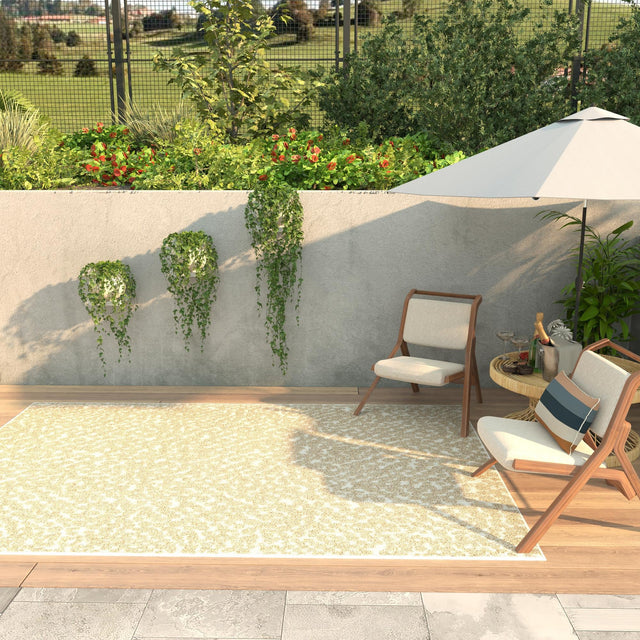 Beige 10' x 14' 1 Symphony Outdoor Rectangle Area Rug Weather Resistant for Patio, Deck, Terrace, Balcony, Porch Durable Outside Carpet for Sale at Rug Engine