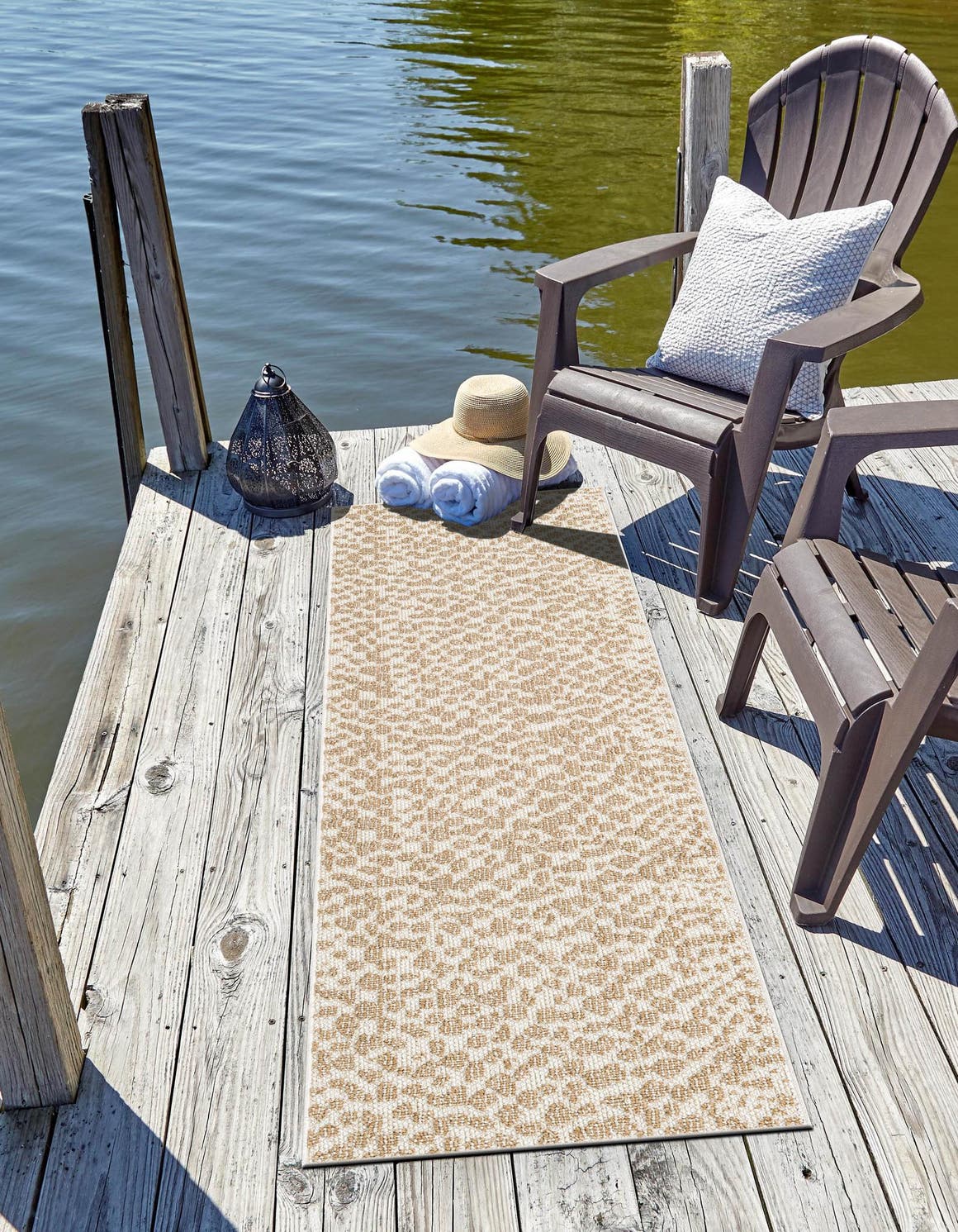 Beige 2' x 8' Symphony Outdoor Runner Area Rug Weather Resistant for Patio, Deck, Terrace, Balcony, Porch Durable Outside Carpet for Sale at Rug Engine