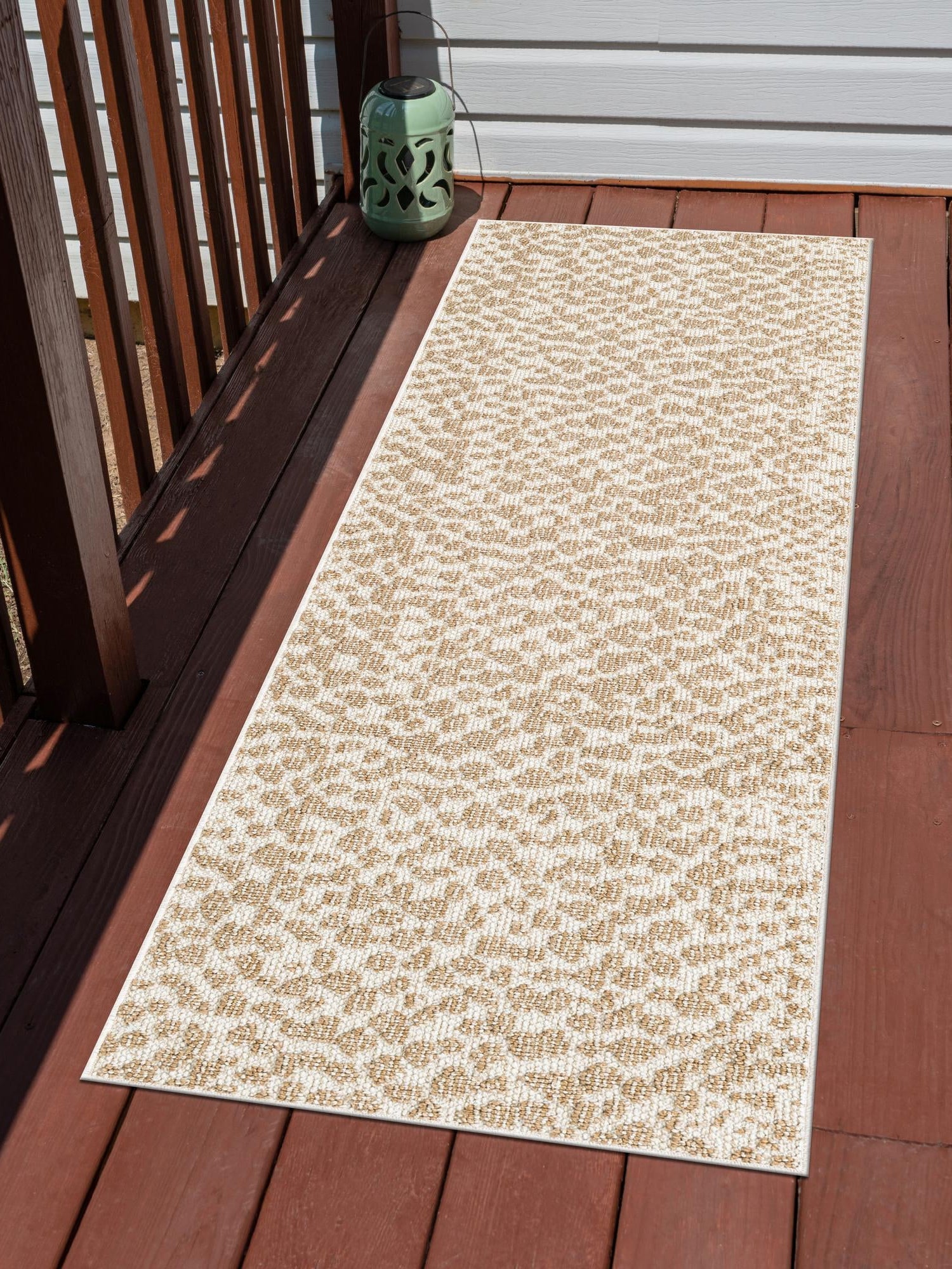 Beige 2' x 8' Symphony Outdoor Runner Area Rug Weather Resistant for Patio, Deck, Terrace, Balcony, Porch Durable Outside Carpet for Sale at Rug Engine