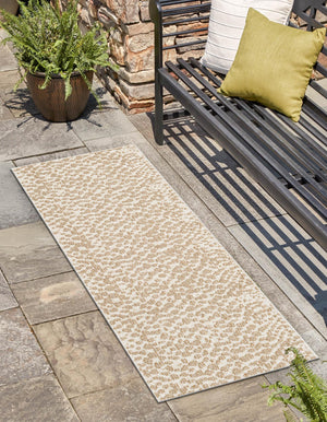Beige 2' x 6' 1 Symphony Outdoor Runner Area Rug Weather Resistant for Patio, Deck, Terrace, Balcony, Porch Durable Outside Carpet for Sale at Rug Engine
