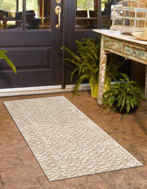 Beige 2' 7 x 12' Symphony Outdoor Runner Area Rug Weather Resistant for Patio, Deck, Terrace, Balcony, Porch Durable Outside Carpet for Sale at Rug Engine