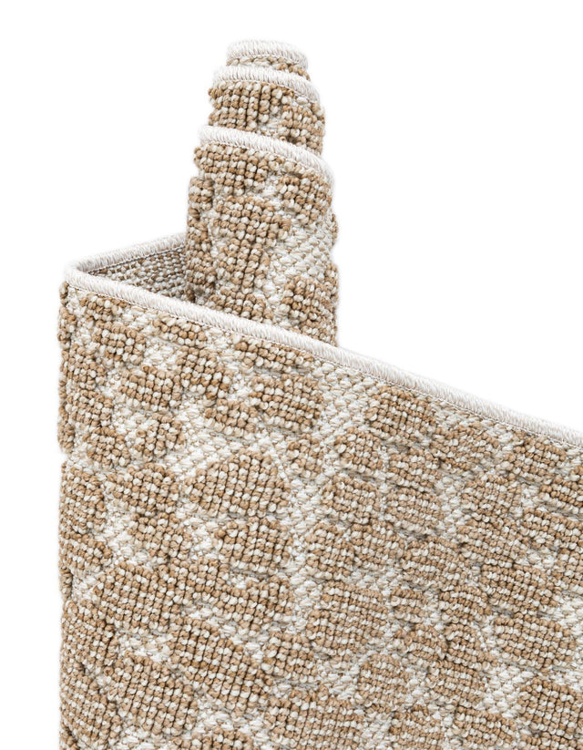 Beige 2' 7 x 12' Symphony Outdoor Runner Area Rug Weather Resistant for Patio, Deck, Terrace, Balcony, Porch Durable Outside Carpet for Sale at Rug Engine