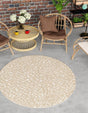 Beige 3' 1 x 3' 1 Symphony Outdoor Round Area Rug Weather Resistant for Patio, Deck, Terrace, Balcony, Porch Durable Outside Carpet for Sale at Rug Engine