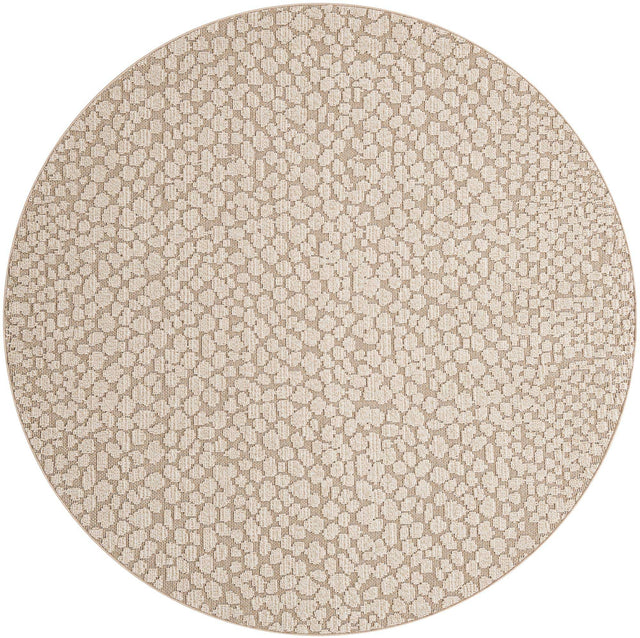 Beige 7' 10 x 7' 10 Symphony Outdoor Round Area Rug Weather Resistant for Patio, Deck, Terrace, Balcony, Porch Durable Outside Carpet for Sale at Rug Engine