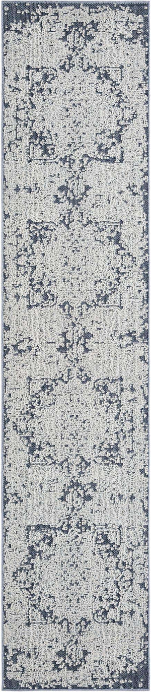 Navy Blue 2' 7 x 12' Symphony Outdoor Runner Area Rug Weather Resistant for Patio, Deck, Terrace, Balcony, Porch Durable Outside Carpet for Sale at Rug Engine