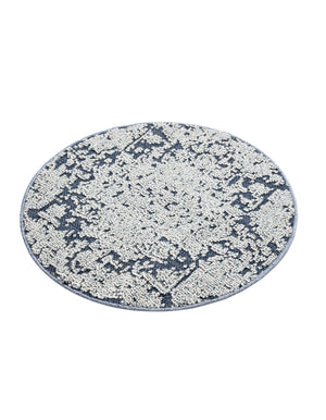 Navy Blue 3' 1 x 3' 1 Symphony Outdoor Round Area Rug Weather Resistant for Patio, Deck, Terrace, Balcony, Porch Durable Outside Carpet for Sale at Rug Engine