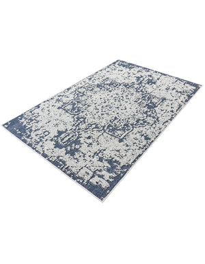 Navy Blue 4' 1 x 6' 1 Symphony Outdoor Rectangle Area Rug Weather Resistant for Patio, Deck, Terrace, Balcony, Porch Durable Outside Carpet for Sale at Rug Engine