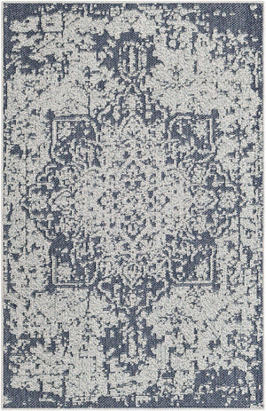 Navy Blue 4' 1 x 6' 1 Symphony Outdoor Rectangle Area Rug Weather Resistant for Patio, Deck, Terrace, Balcony, Porch Durable Outside Carpet for Sale at Rug Engine