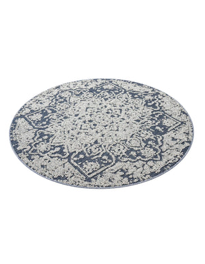 Navy Blue 5' 3 x 5' 3 Symphony Outdoor Round Area Rug Weather Resistant for Patio, Deck, Terrace, Balcony, Porch Durable Outside Carpet for Sale at Rug Engine