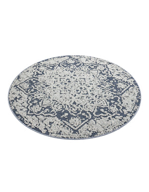 Navy Blue 5' 3 x 5' 3 Symphony Outdoor Round Area Rug Weather Resistant for Patio, Deck, Terrace, Balcony, Porch Durable Outside Carpet for Sale at Rug Engine