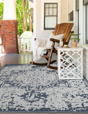Navy Blue 2' x 3' 1 Symphony Outdoor Rectangle Area Rug Weather Resistant for Patio, Deck, Terrace, Balcony, Porch Durable Outside Carpet for Sale at Rug Engine