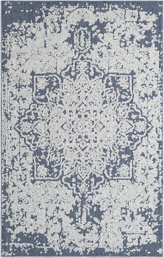 Navy Blue 5' 3 x 8' Symphony Outdoor Rectangle Area Rug Weather Resistant for Patio, Deck, Terrace, Balcony, Porch Durable Outside Carpet for Sale at Rug Engine