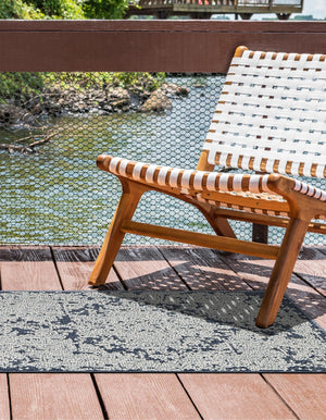 Navy Blue 2' 7 x 12' Symphony Outdoor Runner Area Rug Weather Resistant for Patio, Deck, Terrace, Balcony, Porch Durable Outside Carpet for Sale at Rug Engine