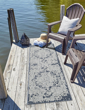 Navy Blue 2' 7 x 12' Symphony Outdoor Runner Area Rug Weather Resistant for Patio, Deck, Terrace, Balcony, Porch Durable Outside Carpet for Sale at Rug Engine