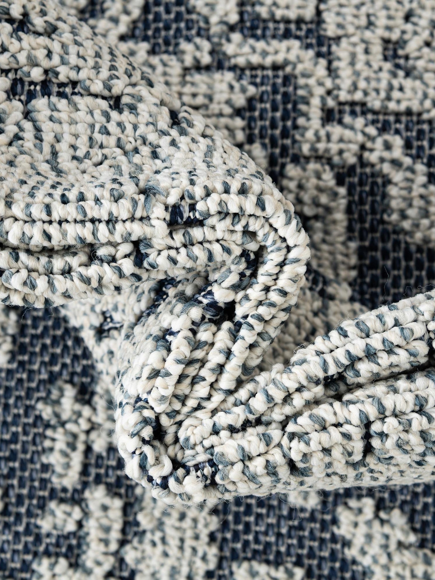 Navy Blue 2' x 6' 1 Symphony Outdoor Runner Area Rug Weather Resistant for Patio, Deck, Terrace, Balcony, Porch Durable Outside Carpet for Sale at Rug Engine