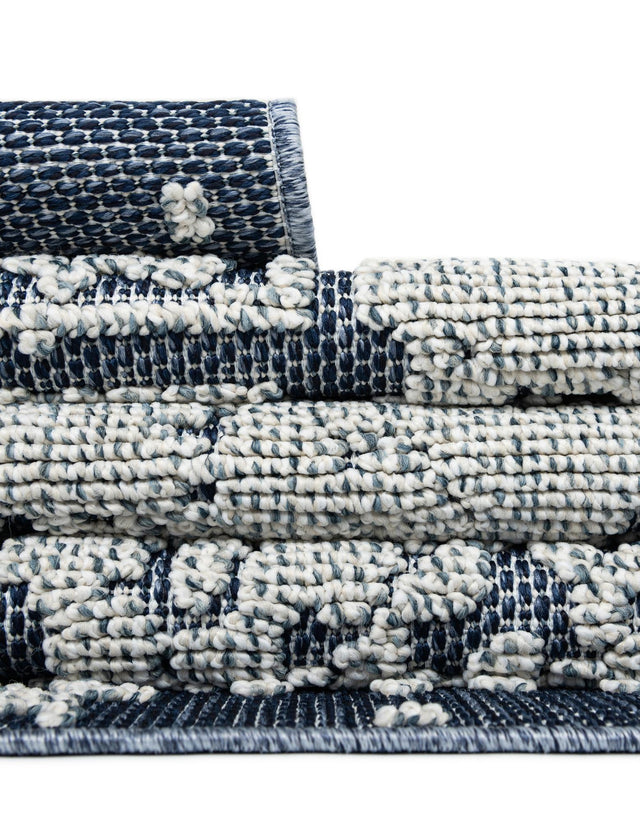 Navy Blue 2' x 6' 1 Symphony Outdoor Runner Area Rug Weather Resistant for Patio, Deck, Terrace, Balcony, Porch Durable Outside Carpet for Sale at Rug Engine