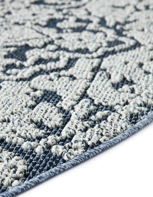 Navy Blue 5' 3 x 5' 3 Symphony Outdoor Round Area Rug Weather Resistant for Patio, Deck, Terrace, Balcony, Porch Durable Outside Carpet for Sale at Rug Engine