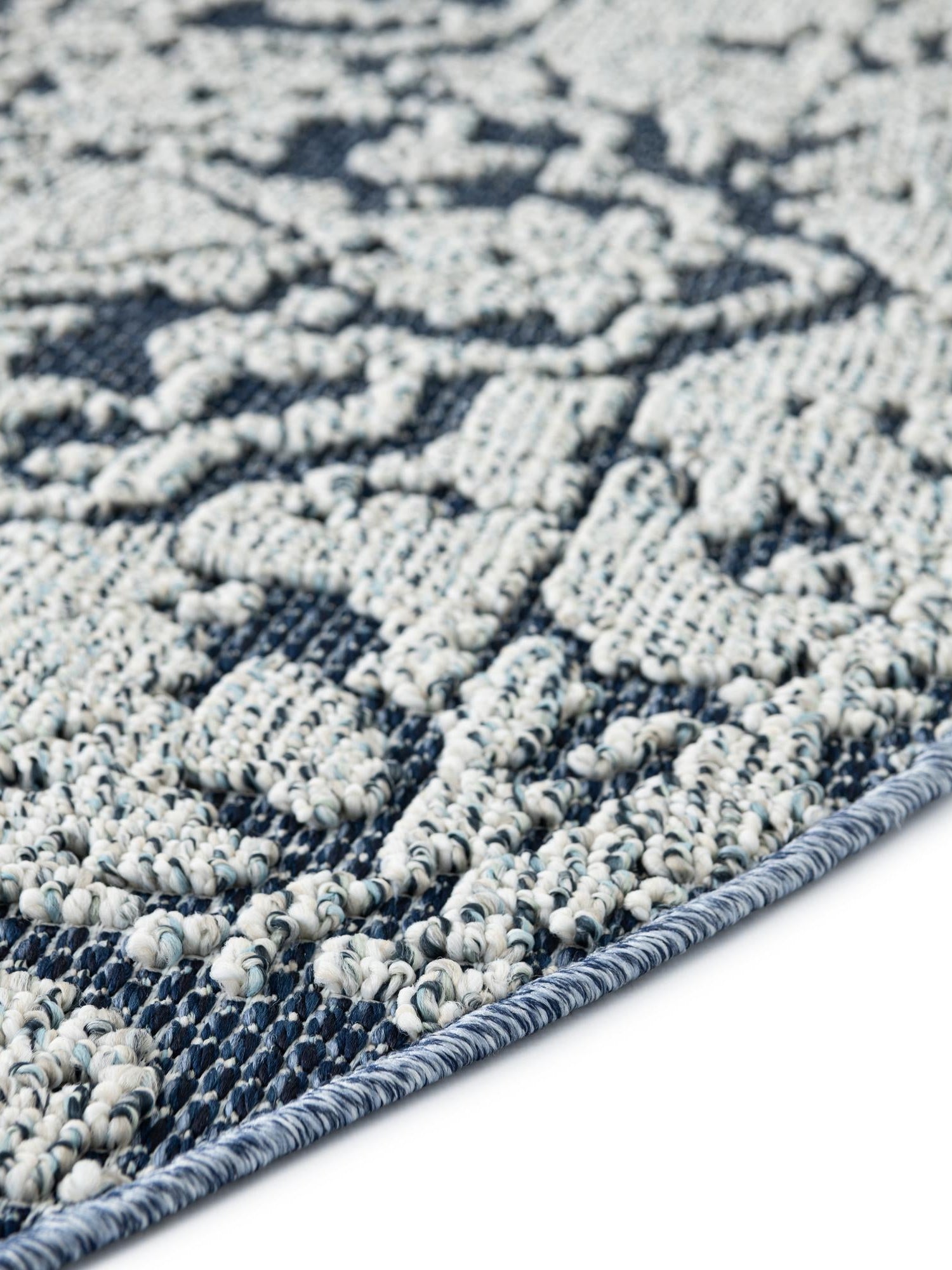 Navy Blue 3' 1 x 3' 1 Symphony Outdoor Round Area Rug Weather Resistant for Patio, Deck, Terrace, Balcony, Porch Durable Outside Carpet for Sale at Rug Engine