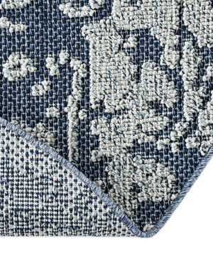 Navy Blue 3' 1 x 3' 1 Symphony Outdoor Round Area Rug Weather Resistant for Patio, Deck, Terrace, Balcony, Porch Durable Outside Carpet for Sale at Rug Engine