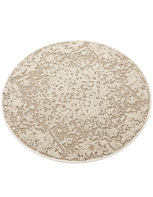 Khaki 3' 1 x 3' 1 Symphony Outdoor Round Area Rug Weather Resistant for Patio, Deck, Terrace, Balcony, Porch Durable Outside Carpet for Sale at Rug Engine