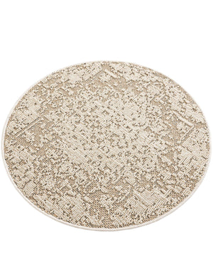 Khaki 3' 1 x 3' 1 Symphony Outdoor Round Area Rug Weather Resistant for Patio, Deck, Terrace, Balcony, Porch Durable Outside Carpet for Sale at Rug Engine