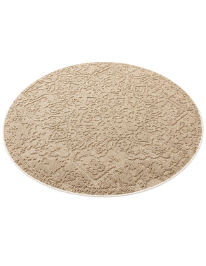 Khaki 5' 3 x 5' 3 Symphony Outdoor Round Area Rug Weather Resistant for Patio, Deck, Terrace, Balcony, Porch Durable Outside Carpet for Sale at Rug Engine