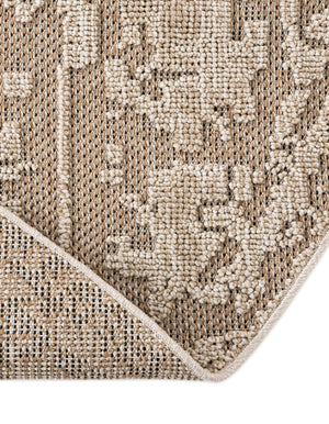 Khaki 3' 1 x 3' 1 Symphony Outdoor Round Area Rug Weather Resistant for Patio, Deck, Terrace, Balcony, Porch Durable Outside Carpet for Sale at Rug Engine