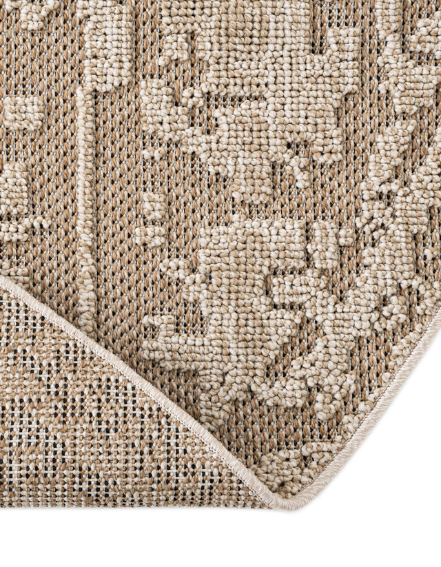 Khaki 3' 1 x 3' 1 Symphony Outdoor Round Area Rug Weather Resistant for Patio, Deck, Terrace, Balcony, Porch Durable Outside Carpet for Sale at Rug Engine