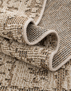 Khaki 5' 3 x 5' 3 Symphony Outdoor Round Area Rug Weather Resistant for Patio, Deck, Terrace, Balcony, Porch Durable Outside Carpet for Sale at Rug Engine
